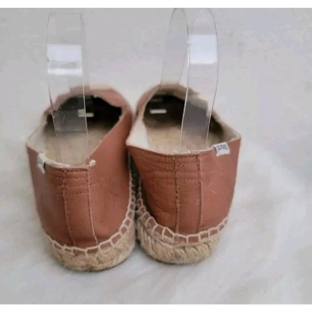 Soludos wmn 7/37.5 Platform Smoking Slipper shoe loafer camel leather espadrille